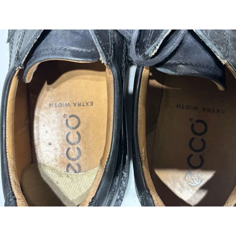 Ecco Seattle Black Leather Apron Toe Derby Oxford EU43 US10‎